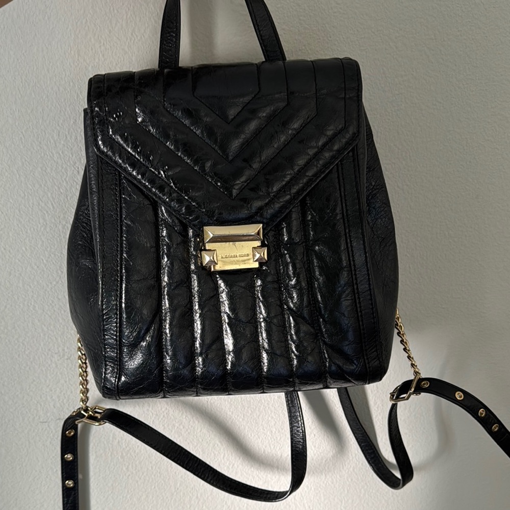Black Leather Backpack by Michael Kors